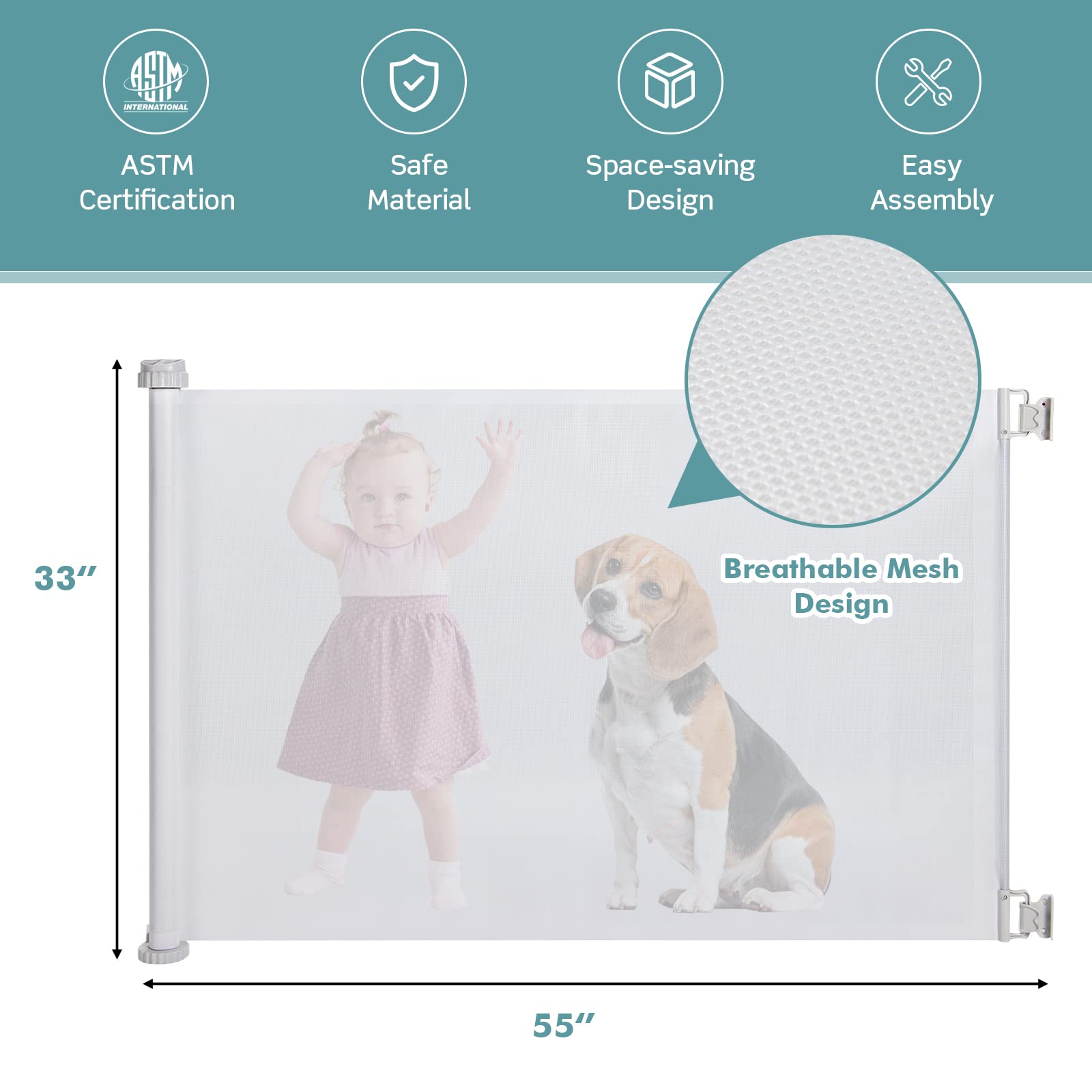 Costzon Retractable Baby Gate, Extra Wide Gate for Kids & Pets