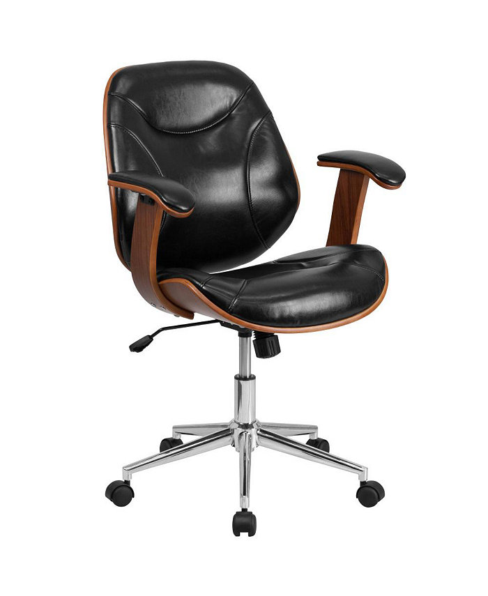 MERRICK LANE Frederick Mid-Back Ergonomic Office Chair Executive Swivel Bentwood Frame Desk Chair