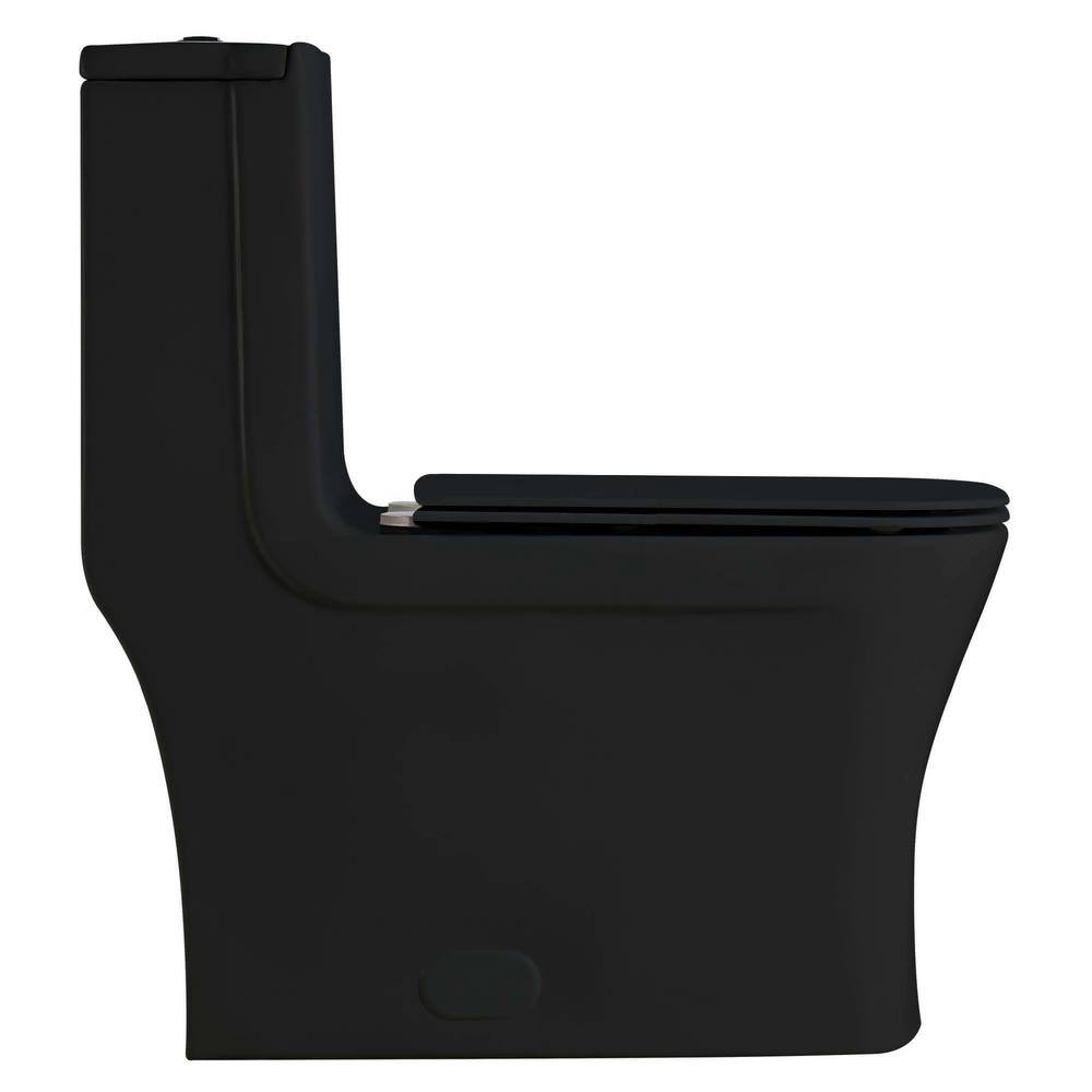 FINE FIXTURES Stanton 12 in. Rough-In 1-piece 1 GPF 1.6 GPF Dual Flush Elongated Toilet in Black Seat Included MOTB9BL