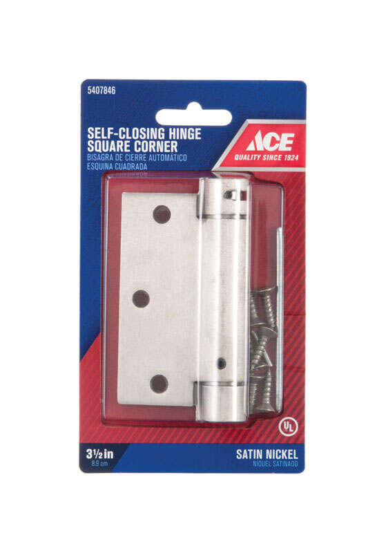 Ace 3.5 in. L Satin Nickel Self Closing Hinge 1 pk