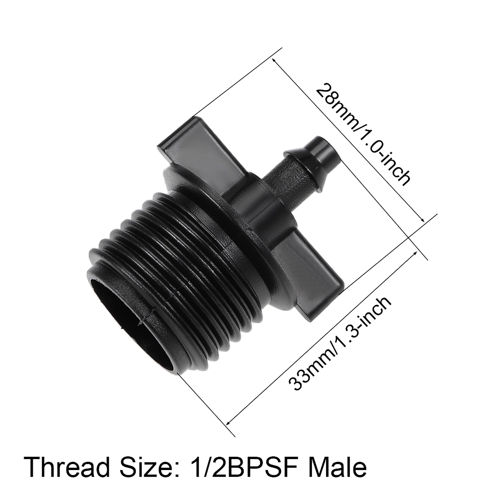 Barb Drip Pipe Connector 1/2BSPF Thread 4/7mm Hose Fitting for Garden Agricultural Irrigation System， Plastic 4pc