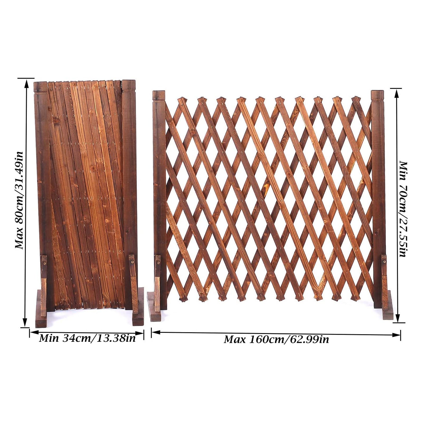 tonchean 2Pcs 62.9 x 27.5 Extendable Instant Fence - Wood Garden Trellis Privacy Fence Gate - Cat Dog Pet Barrier Screens