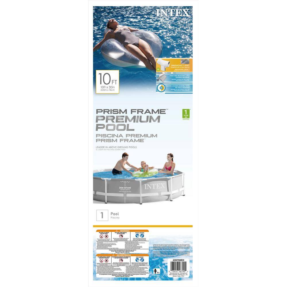 INTEX 10 ft. x 30 in. Prism Frame Steel Above Ground Outdoor Swimming Pool 26700EH