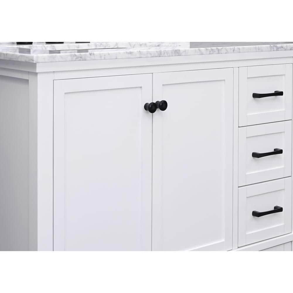 Home Decorators Collection Merryfield 37 in W x 22 in D x 35 in H Bathroom Vanity in White with Carrara White Marble Top