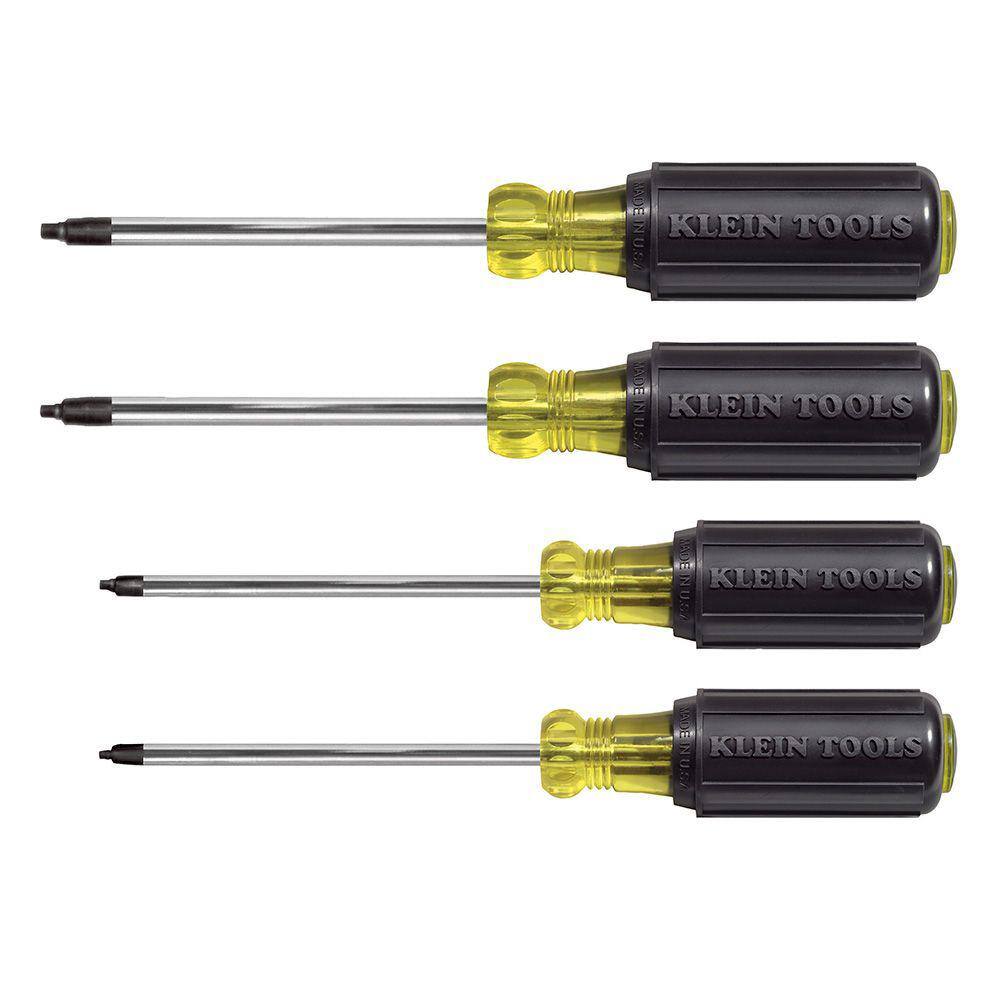 Klein Tools 4-Piece Square Recess Screwdriver Set- Cushion Grip Handles 85664