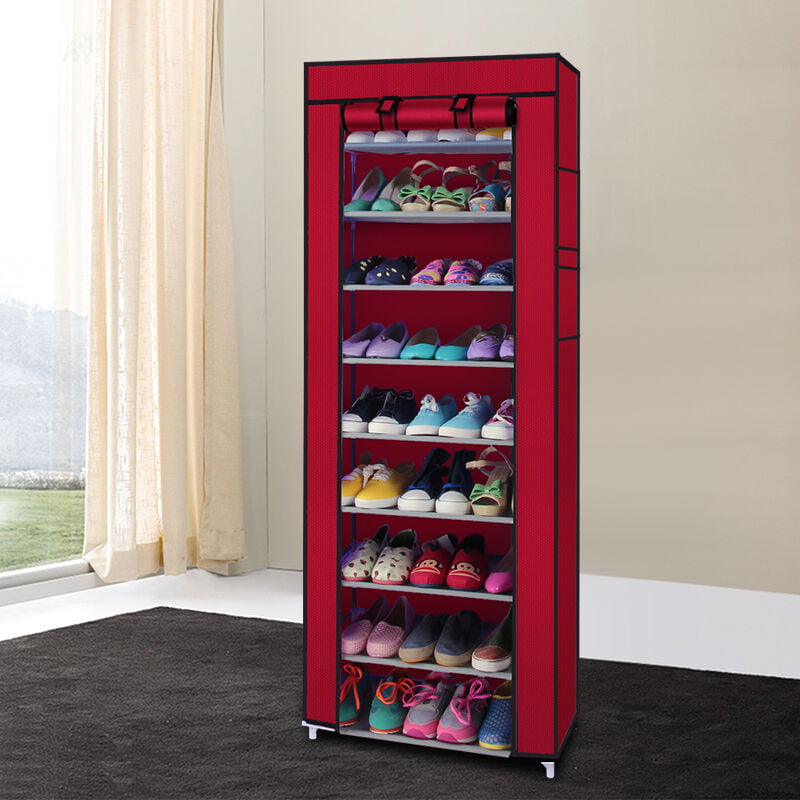 Zimtown 10 Tiers Shoe Rack with Dustproof Cover Closet Shoe Storage Cabinet Organizer