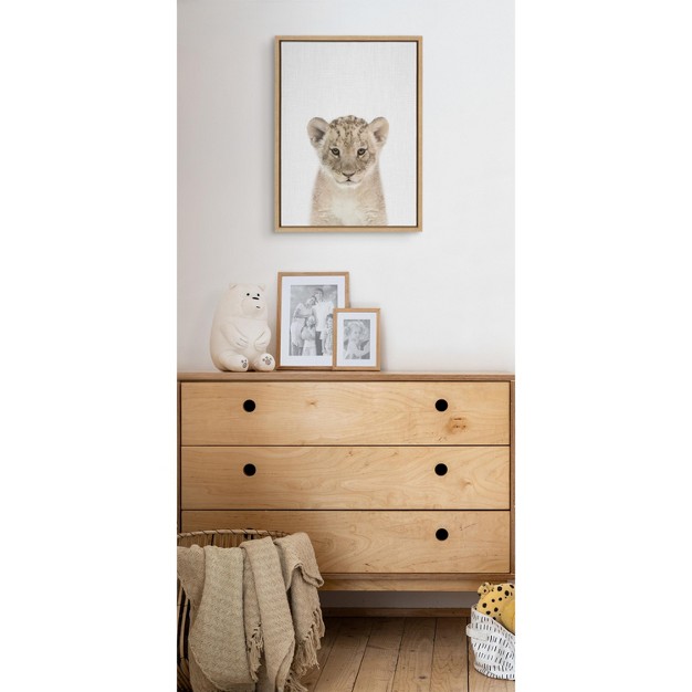 Kate And Laurel Sylvie Baby Lion Color Framed Canvas By Simon Te Of Tai Prints 18x24 Natural