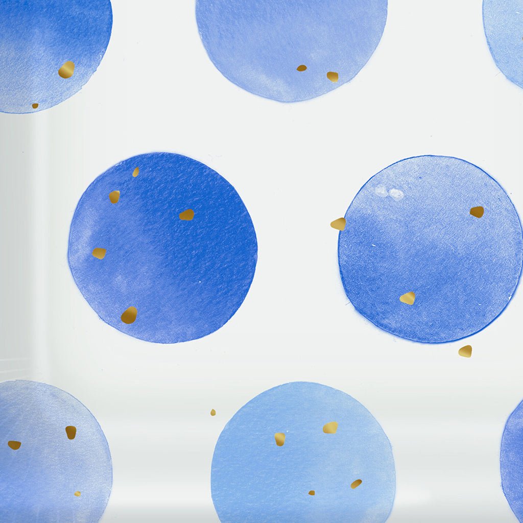 Hallmark  Blue Watercolor Dots Square Dessert Plates, Set of 8