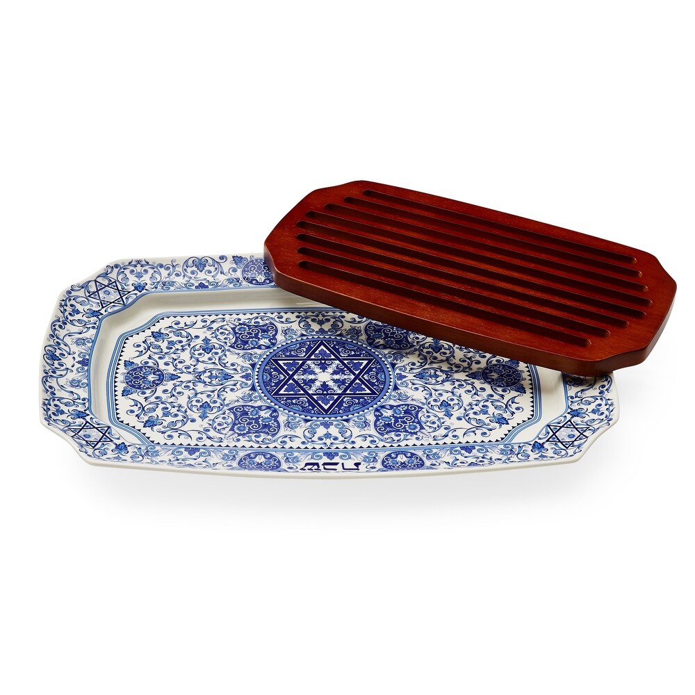 Spode Judaica Challah Tray with Wooden Insert   19\