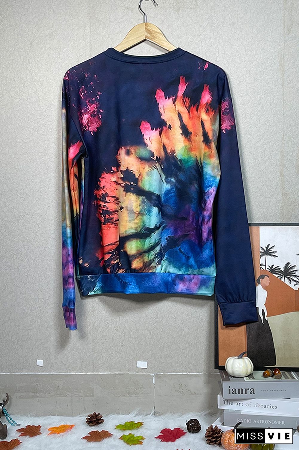 Essential Bleached Tie Dye O-neck Sweatshirt Women Wholesale