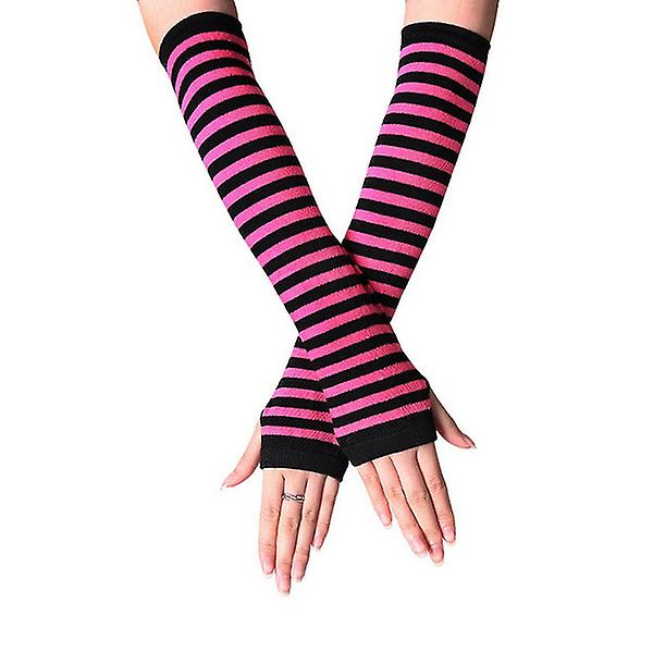 Women Mittens Winter Solid Color Wrist Arm Warmers Fingerless Gloves A)