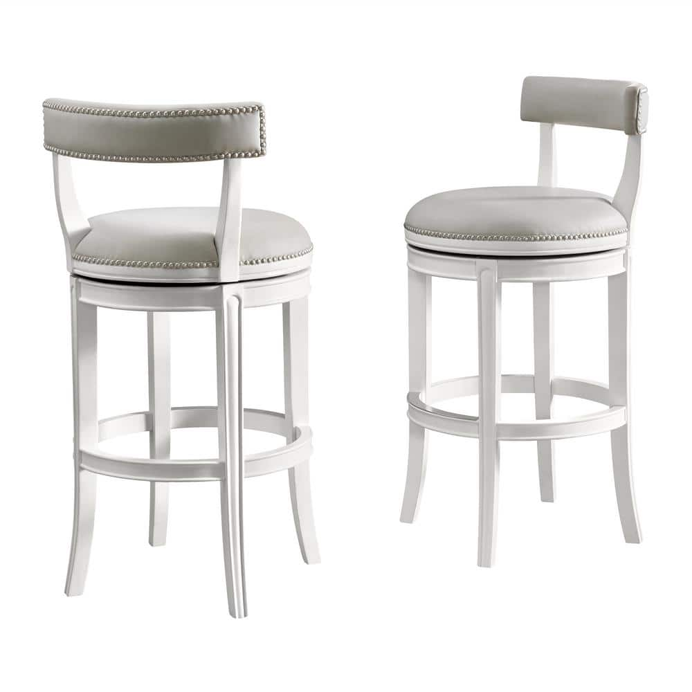 Alaterre Furniture Hanover White and Gray Swivel Bar Height Stool (2-Pack) with Cushioned Seat ANHN02PDCR2