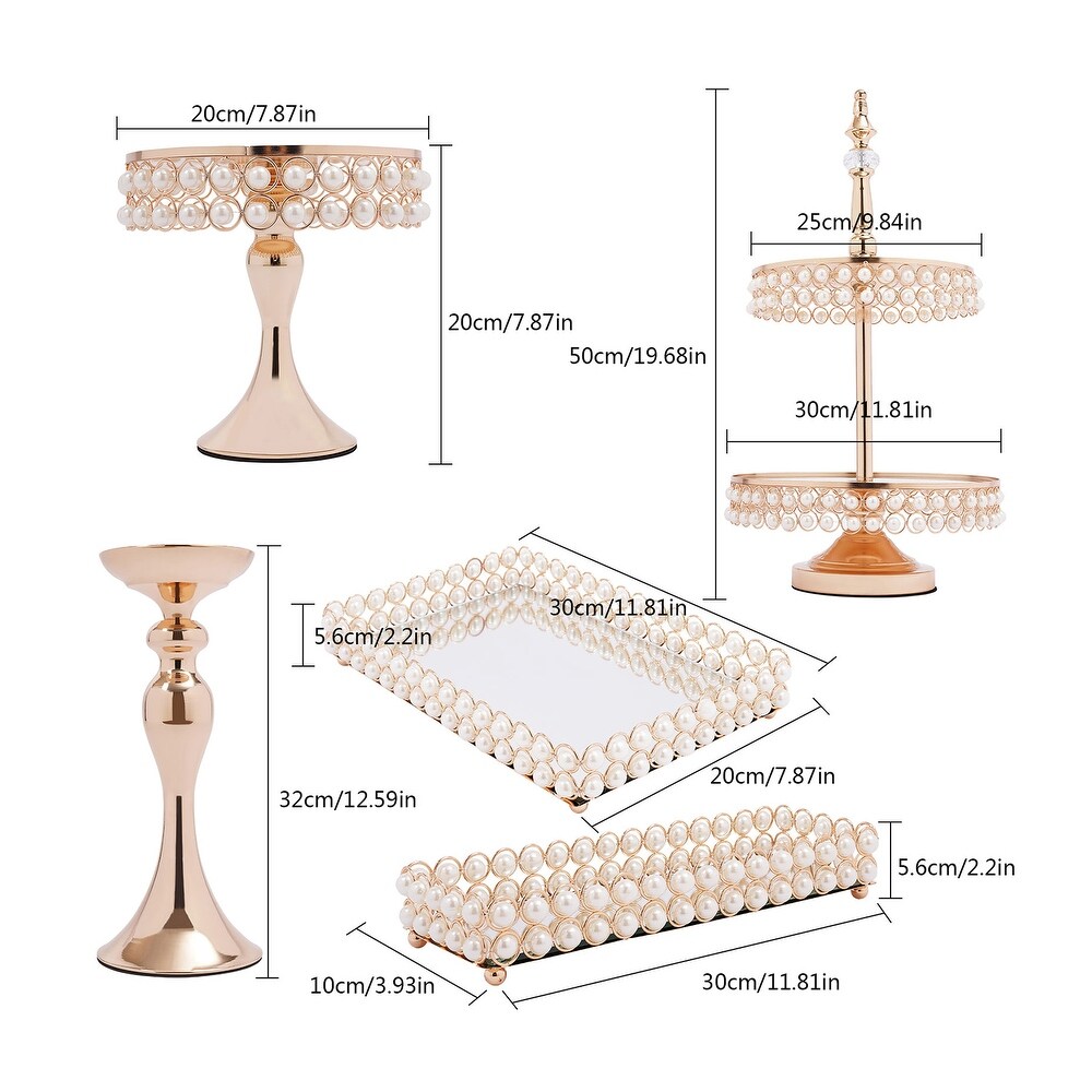 9 Pieces Gold Cake Stand Dessert Table Display Set