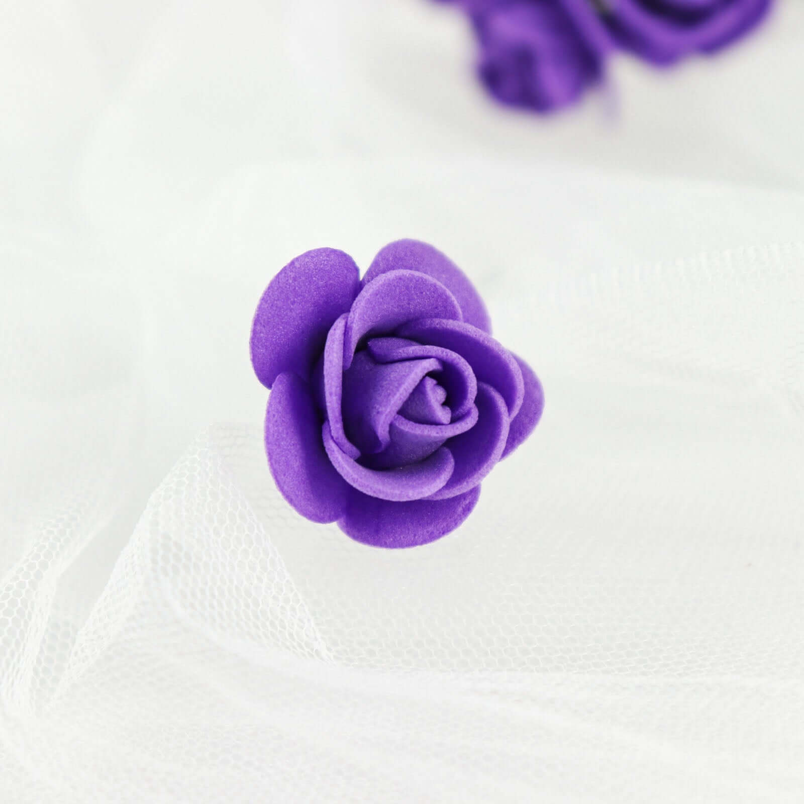 48 Roses Purple Real Touch Artificial DIY Foam Rose Flowers With Stem, Craft Rose Buds 1