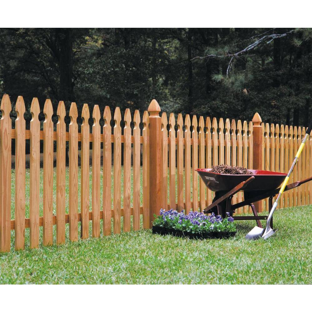 Outdoor Essentials 58 in. x 3-12 in. x 3-12 ft. Western Red Cedar French Gothic Fence Picket (13-Pack) 234628