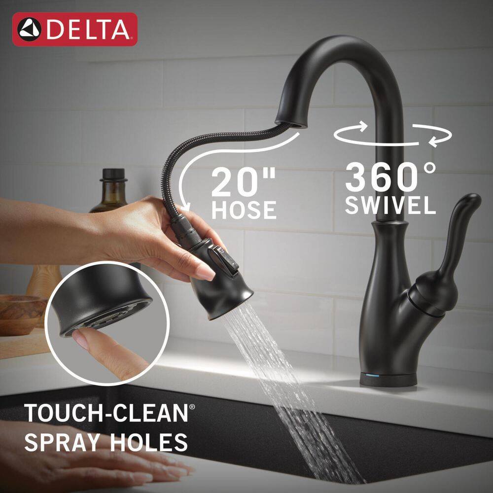 Delta Leland Single-Handle Bar Faucet with Touch2O Technology in Matte Black 9678T-BL-DST