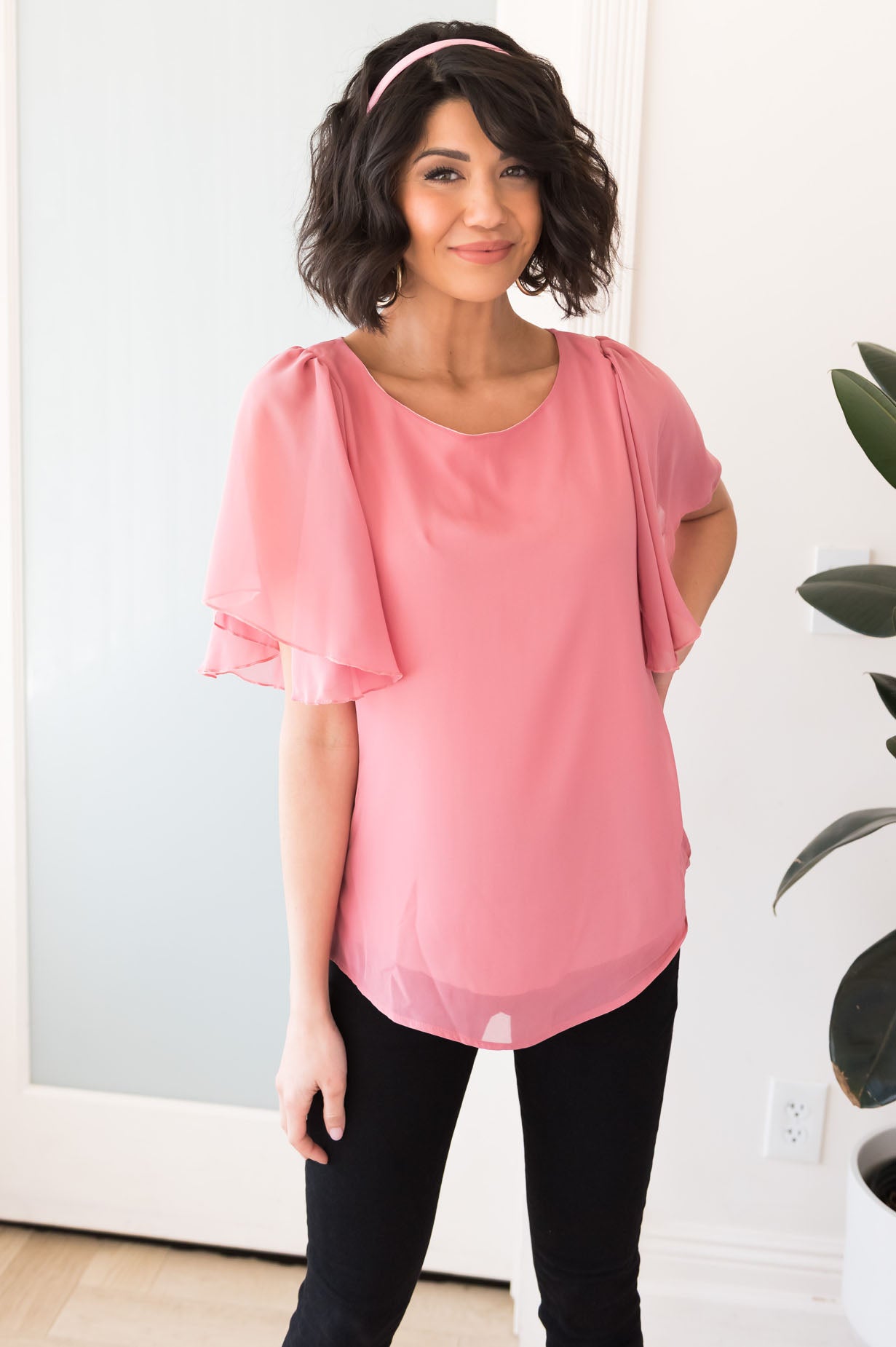 Promises, Promises Modest Flutter Sleeve Blouse