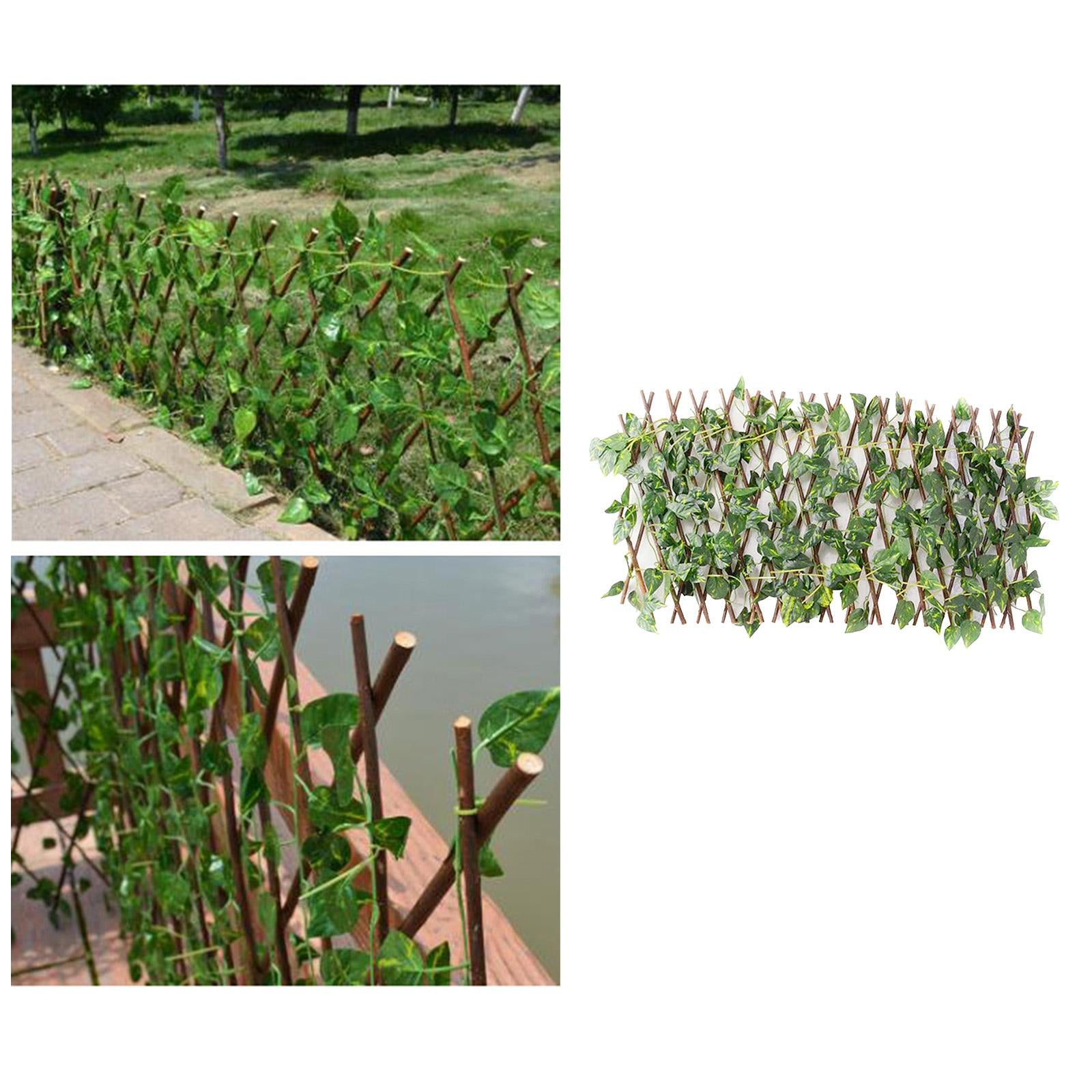 Garden Screening Expanding Trellis Fence Privacy Screen W/ Artificial Ivy Leaves