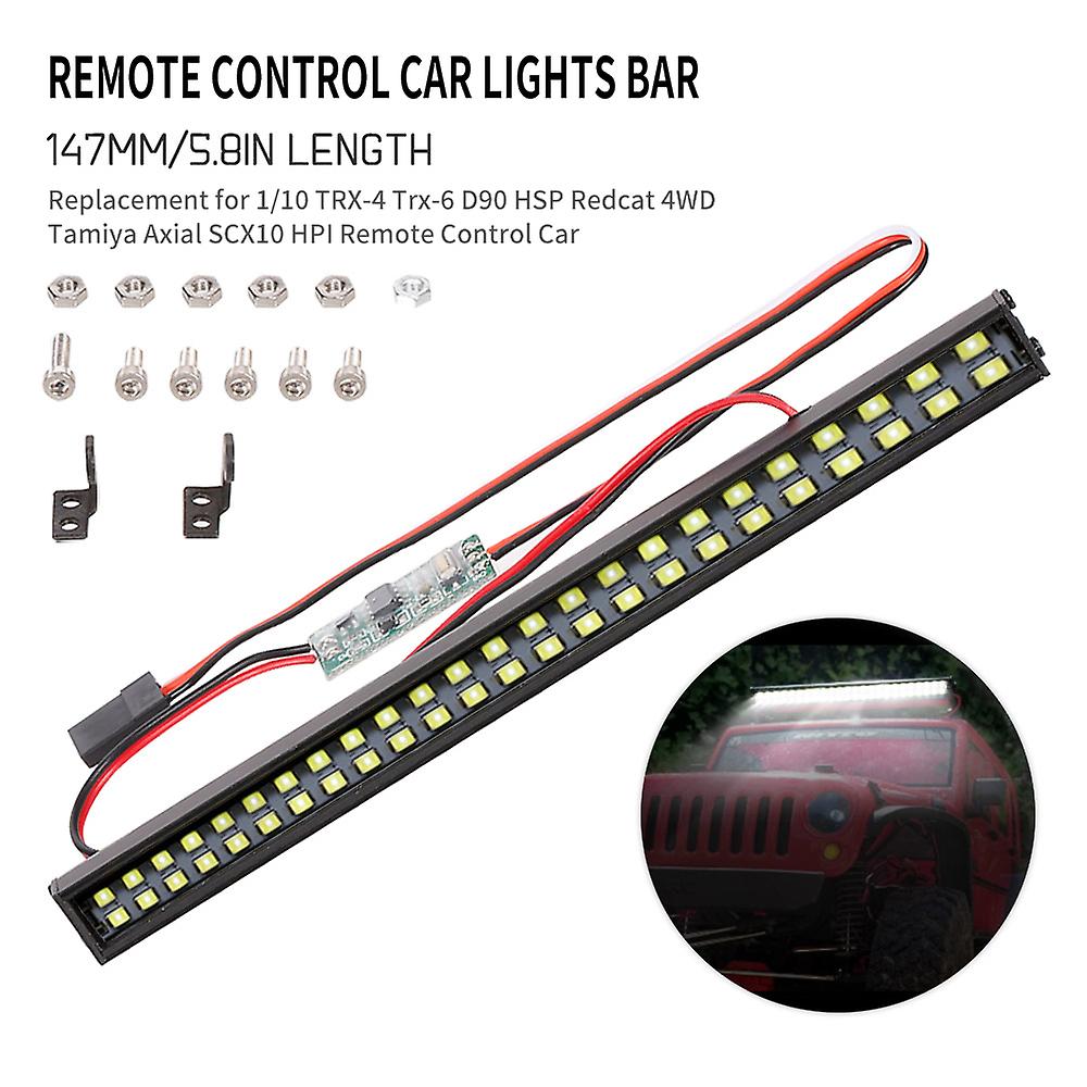 Remote Control Led Lights Bar 147mm/5.8in Metal Roof Lamp Light Headlight 48leds Light Replacement For 1/10 Trx-4 Trx-6 D90 Hsp Redcat 4wd Tamiya Axia