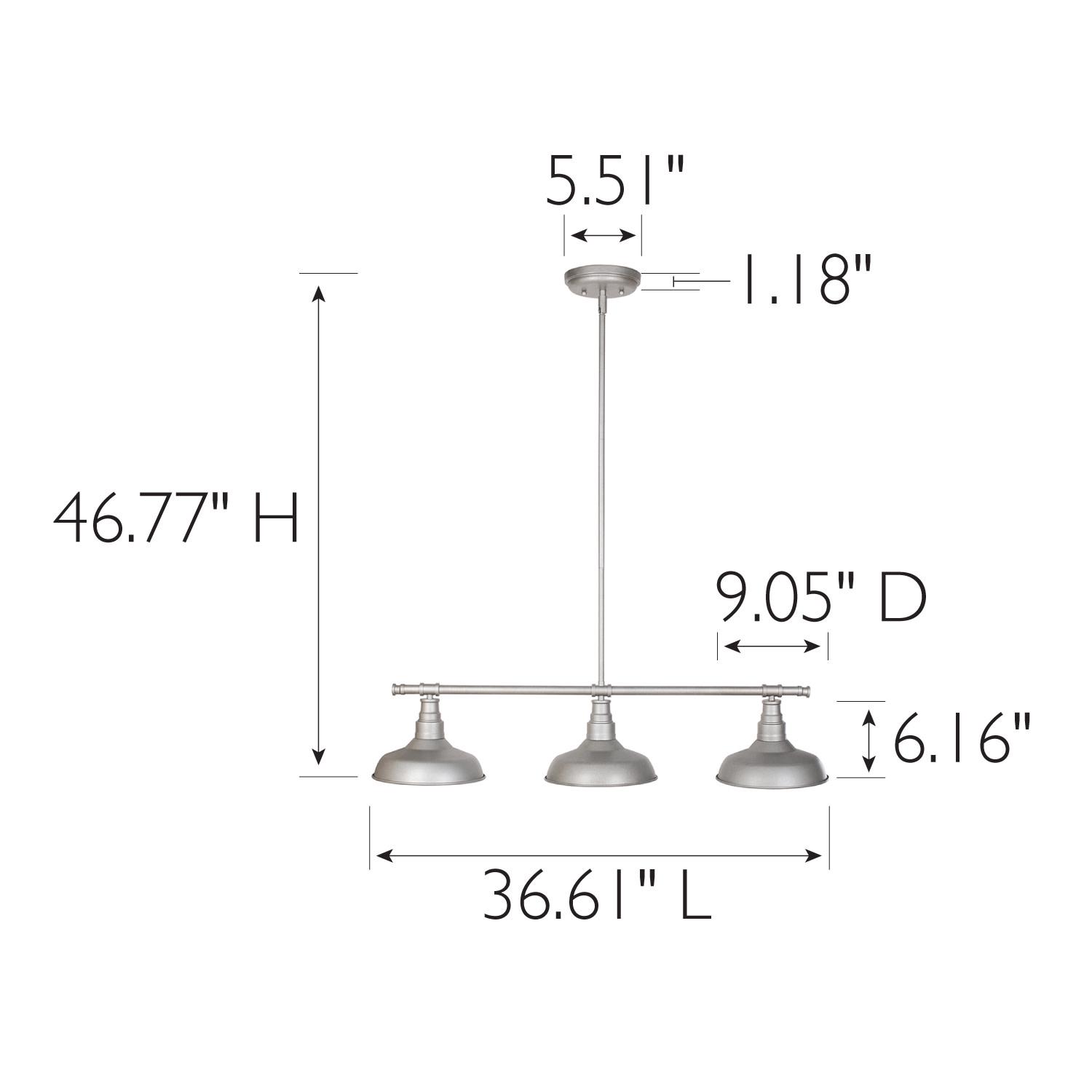 Design House Kimball 3-Light Indoor Pendant in Galvanized Paint