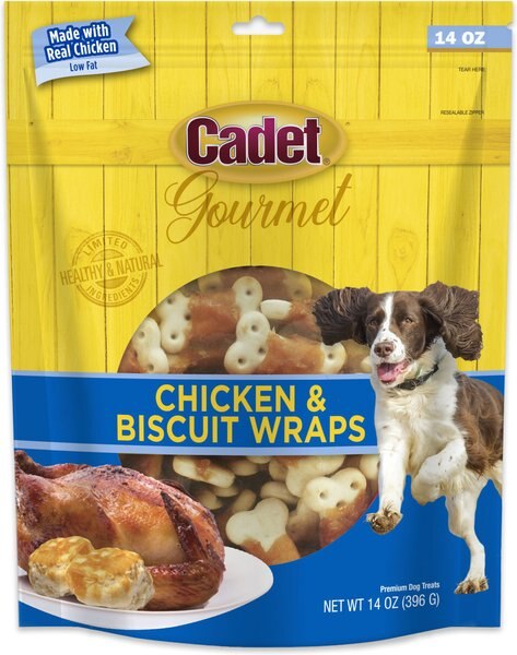 Cadet Gourmet Chicken Wrapped Biscuit Dog Treats， 14-oz bag