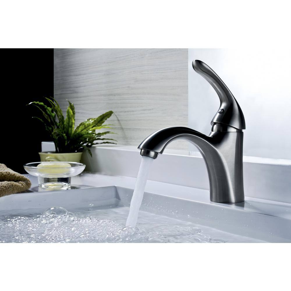 ANZZI Clavier Series Single Hole Single-Handle Mid-Arc Bathroom Faucet in Brushed Nickel L-AZ011BN