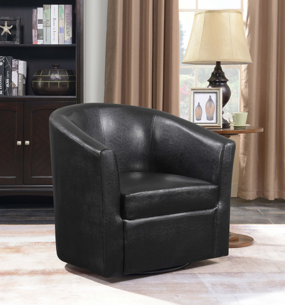 Turner Upholstery Sloped Arm Accent Swivel Chair Dark Brown   Modern   Armchairs And Accent Chairs   by Modon  Houzz