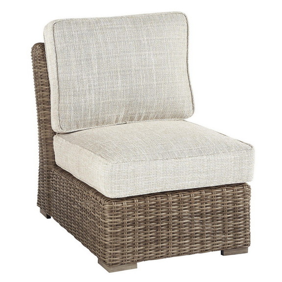 Benjara BM213380 Handwoven Wicker Frame Fabric Uph...