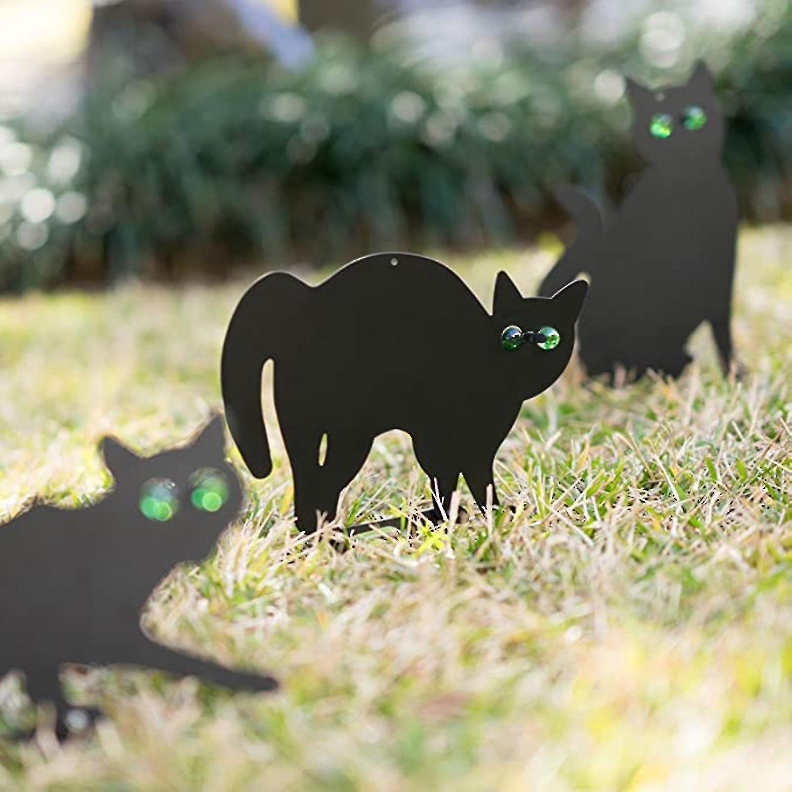 Cat Figure Ground Insert Decor Set 3 Pcs 2d Lifelike Kitten With Reflective Eyes