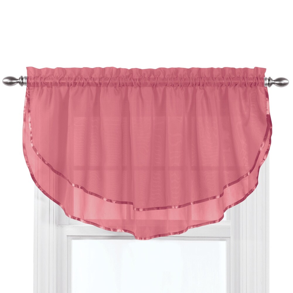 Elegance Sheer Fabric Rod Pocket Top Ascot Window Valance   7.000 x 5.750 x 1.250