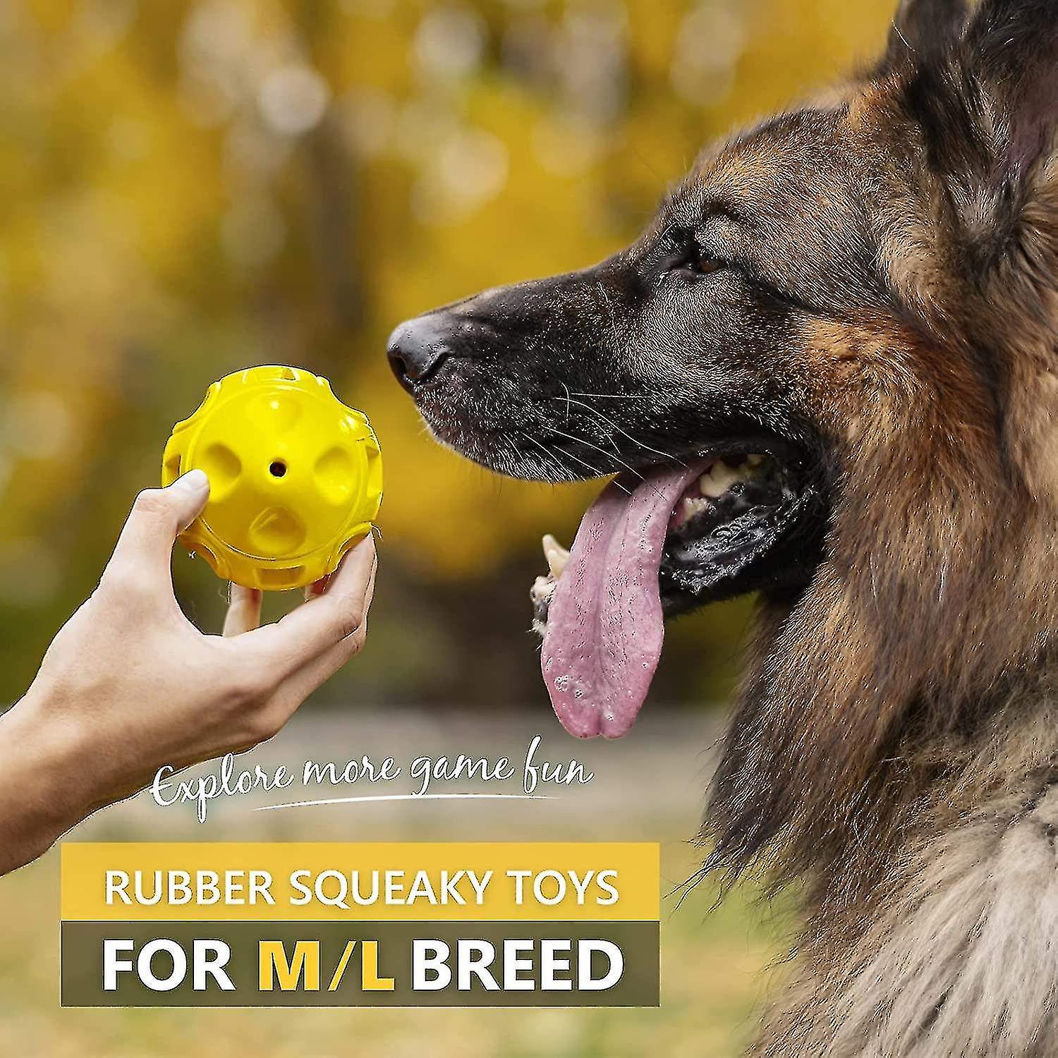 Squeaky Dog Toys For?aggressive?chewers: Rubber Puppy Chew Ball With Squeaker， Almost Indestructible