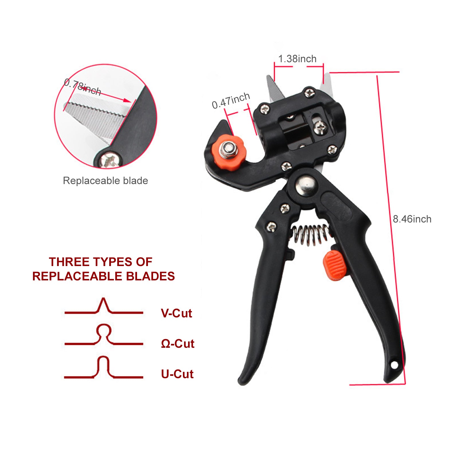 Tomfoto Professional Grafting Tools Grafter Pruner Kit Garden Fruit Tree Pruning Grafting Shears 2 in 1 Scissors Cutting Tool Kit Set with Replaceable