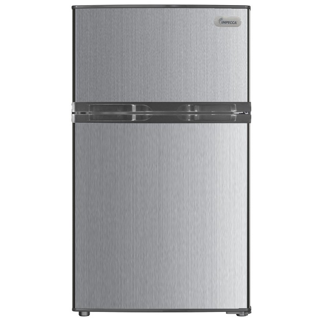 Impecca 3 1 Cu Ft Double door Refrigerators Stainless Steel