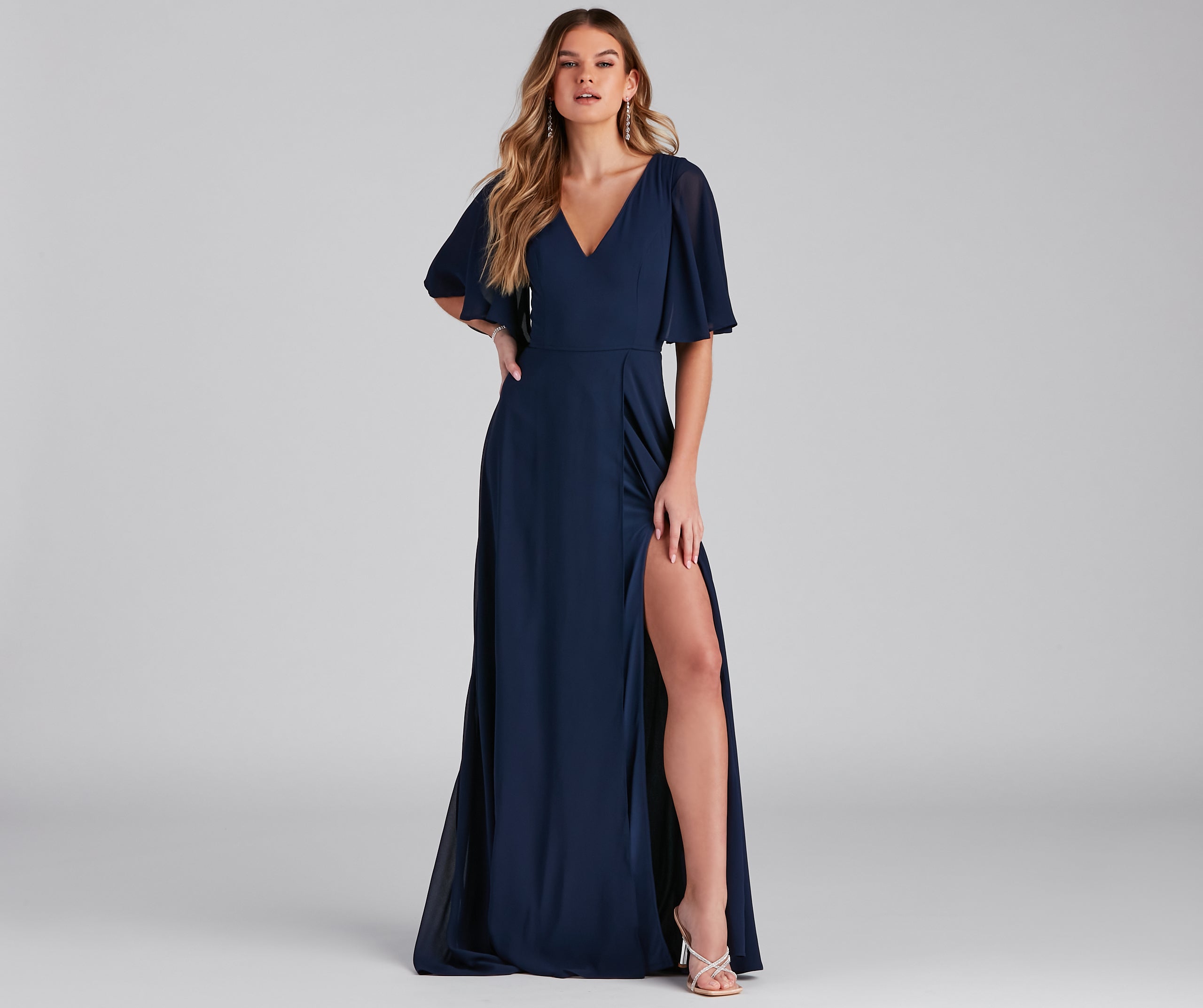 Greta Formal High Slit Chiffon Dress