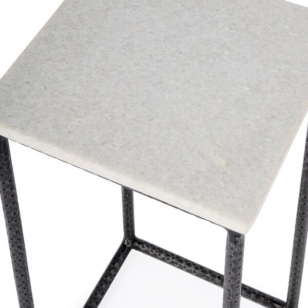 Mabel Marble and Hammered Iron Accent Table