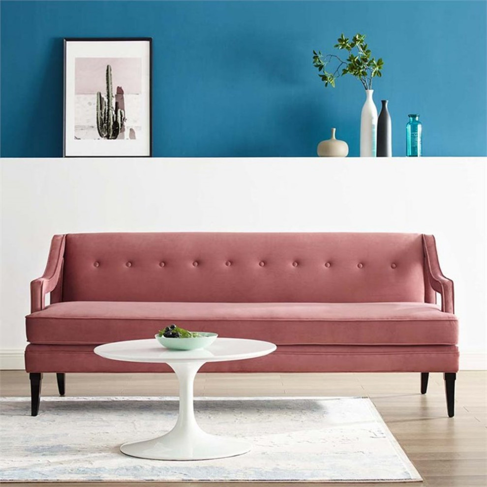 Modway Concur Tufted Performance Velvet Sofa in Dusty Rose  ampBlack   Transitional   Sofas   by Homesquare  Houzz