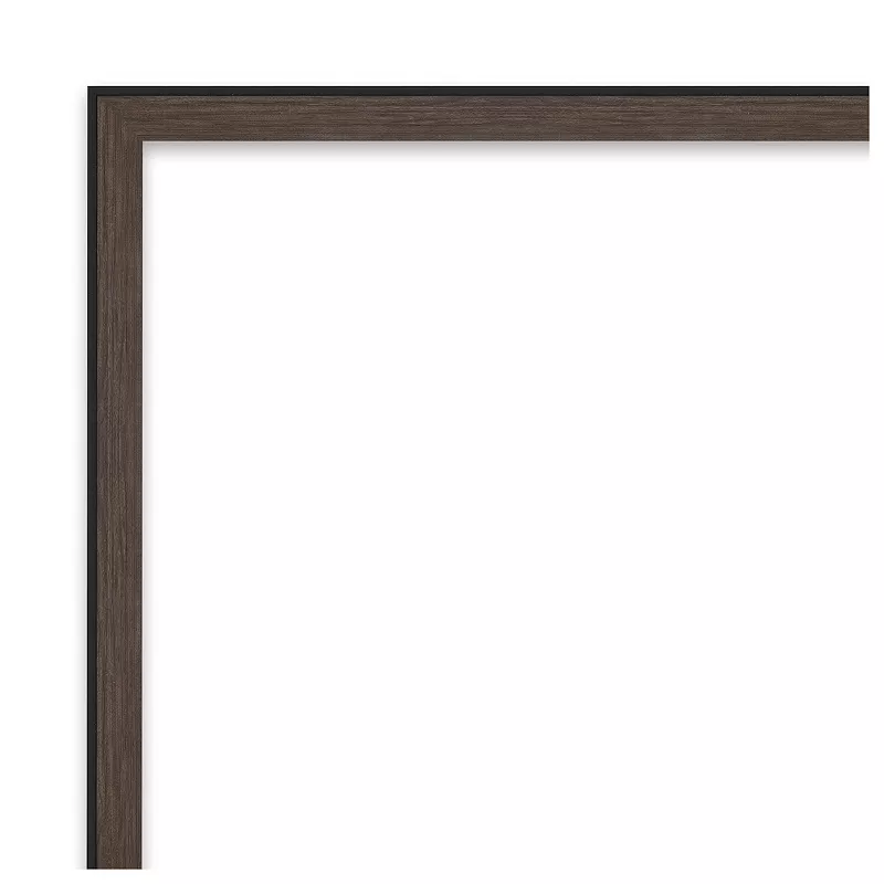 Outline Brown Narrow Beveled Wood Bathroom Wall Mirror