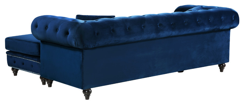 Sabrina Velvet 2 Piece Reversible Sectional   Traditional   Sectional Sofas   by HedgeApple  Houzz