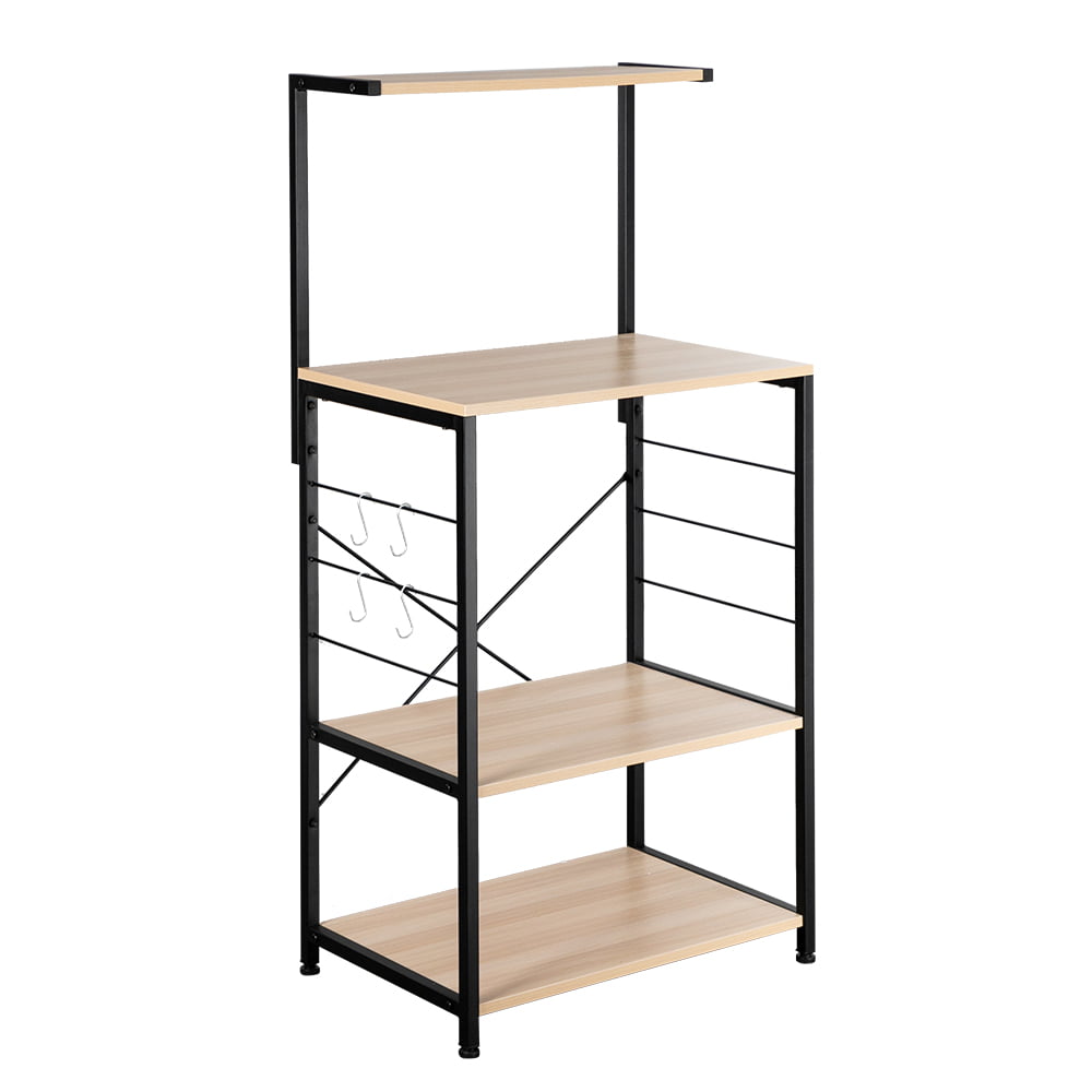 Wooden Kitchen Shelf ， Baker's Rack 4 Tier Shelves Brown Color