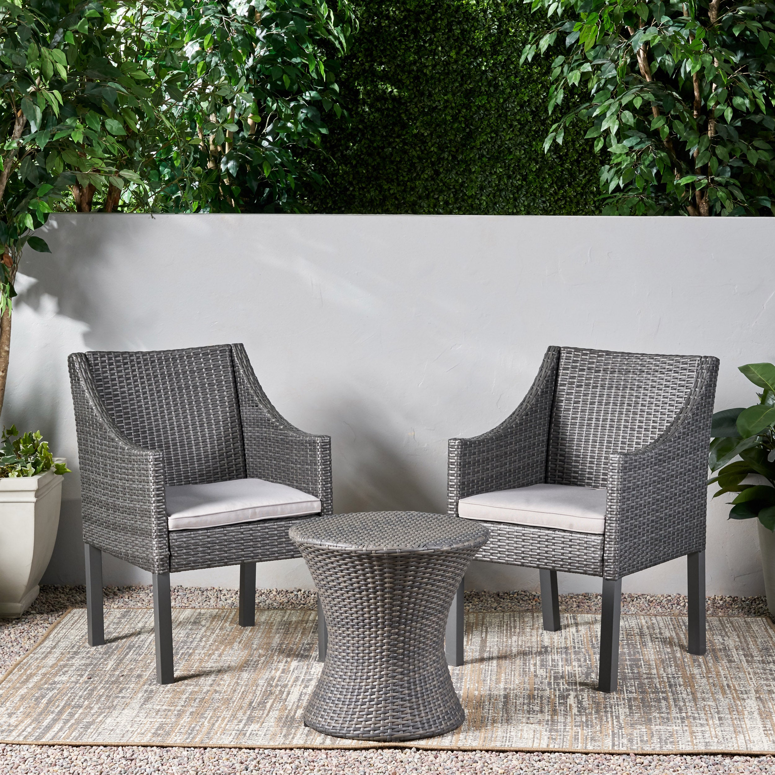 Janet Outdoor 3 Piece Wicker Chat Set