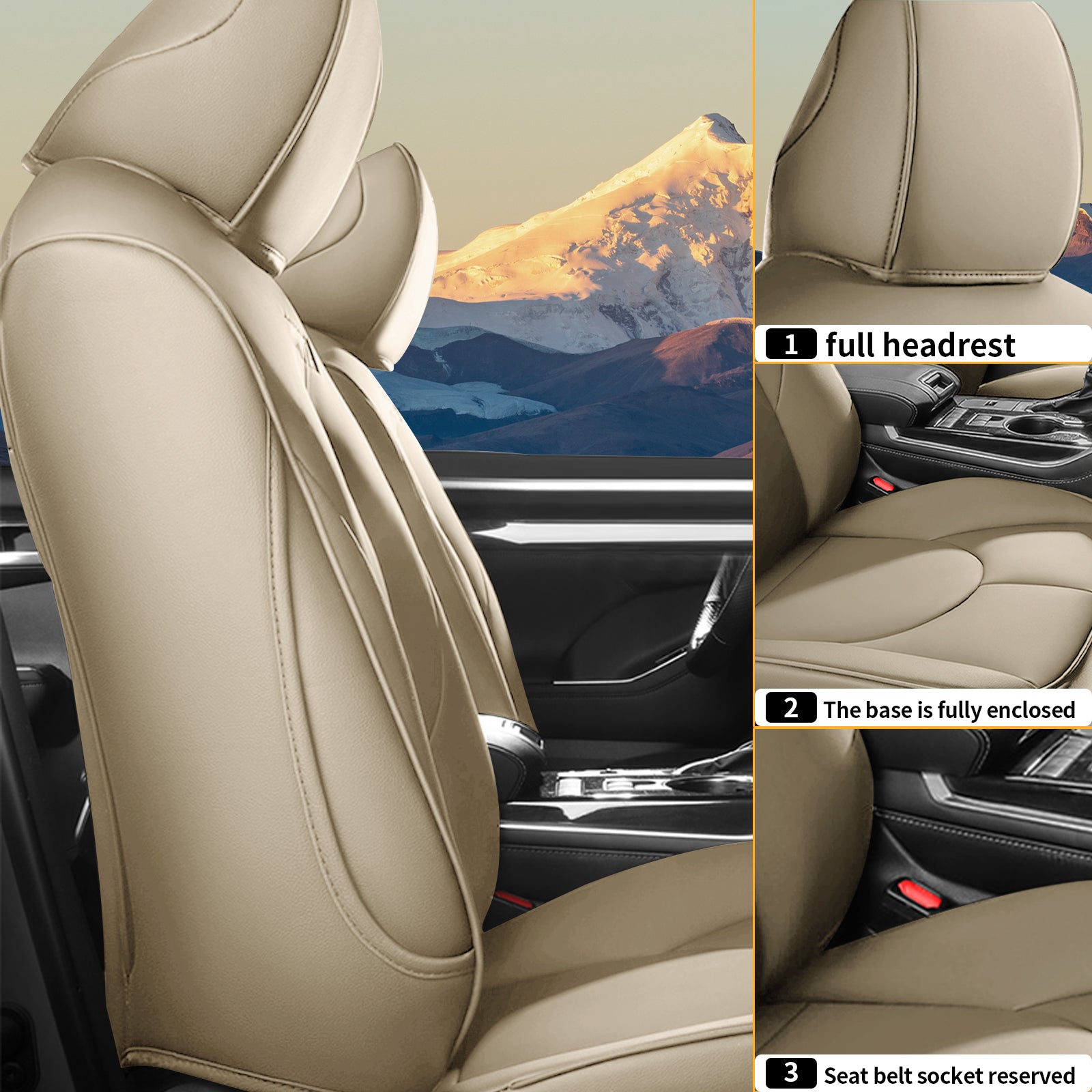 AOMSAZTO Custom Car Seat Cover Fit Toyota Highlander 2020-2023 Faux Leather Auto 7-Seat 2nd Row Is The Captain's Seat Full Set Black