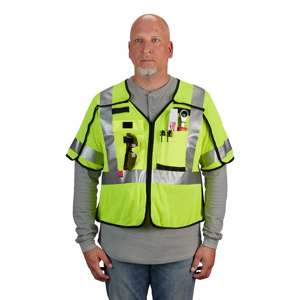 Milwaukee High Vis Safety Vest Yellow Class 3 Mesh Breakaway AR/FR Cat 1  4XL/5XL