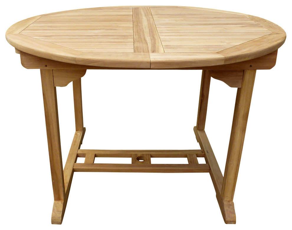 Seven Seas Teak Round to Oval Outdoor Patio Extension Table   Transitional   Outdoor Dining Tables   by Chic Teak  Houzz