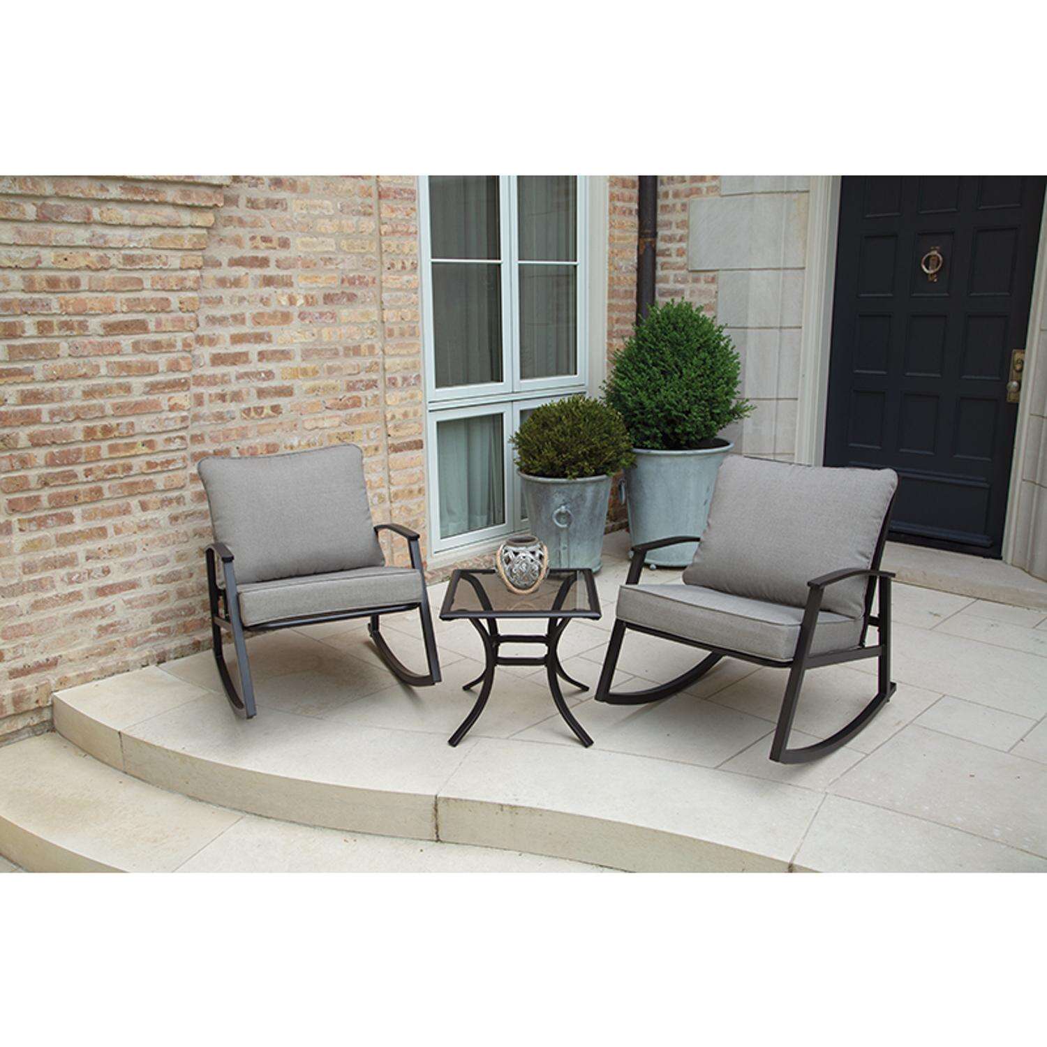 Living Accents Black Steel Bistro Chat Set 3-Pieces