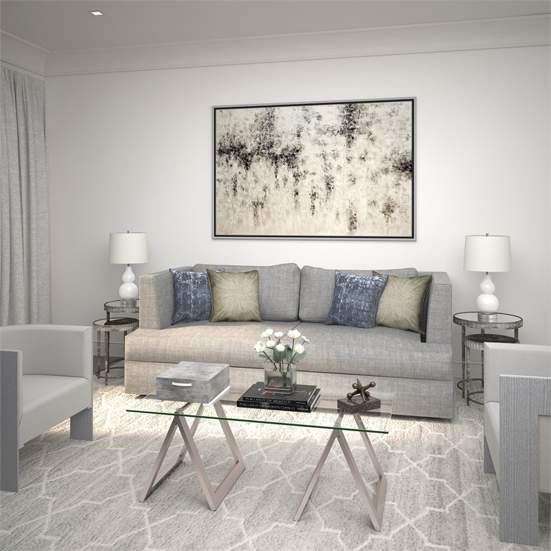 Pemberly Row Metal Nickel and Gray Sawhorse Legged Coffee Table   Contemporary   Coffee Tables   by Homesquare  Houzz