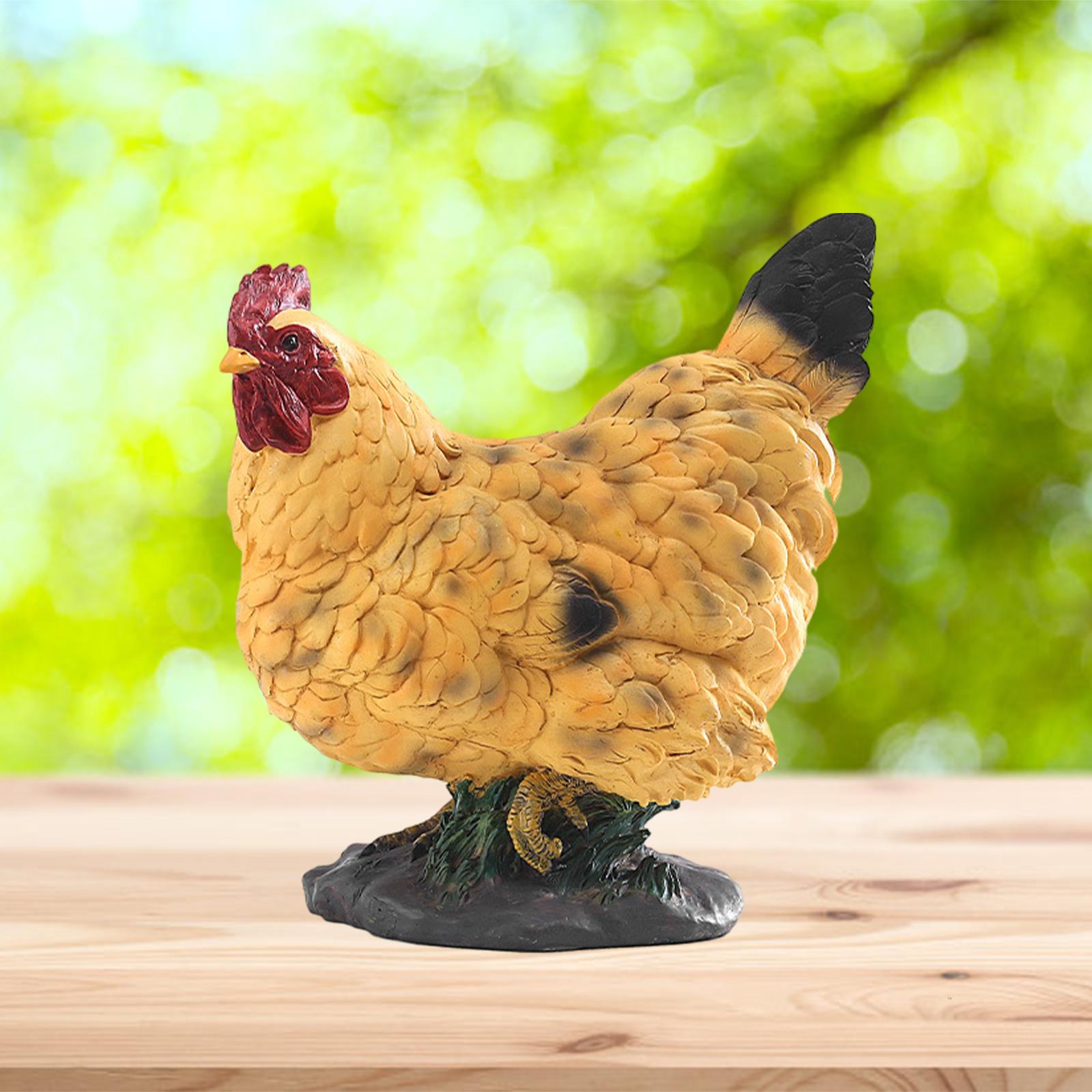 Garden Statue, Chick Sculpture Adorable Animal Figurine Crafts for Courtyard Fairy Garden Landscape Decoration Ornament - Large hen