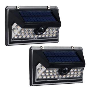 Westinghouse 7-Watt Equivalent Incandescent Integrated LED Black Linkable Motion Activated Solar Wall-Pack Light 800 Lumen (2-Pack) SR54AA32H-08