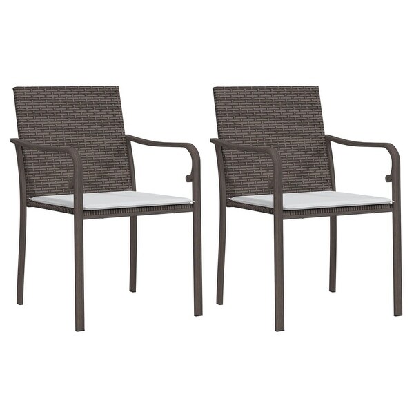 vidaXL Patio Dining Set Table and Chair with Cushions Poly Rattan and Steel