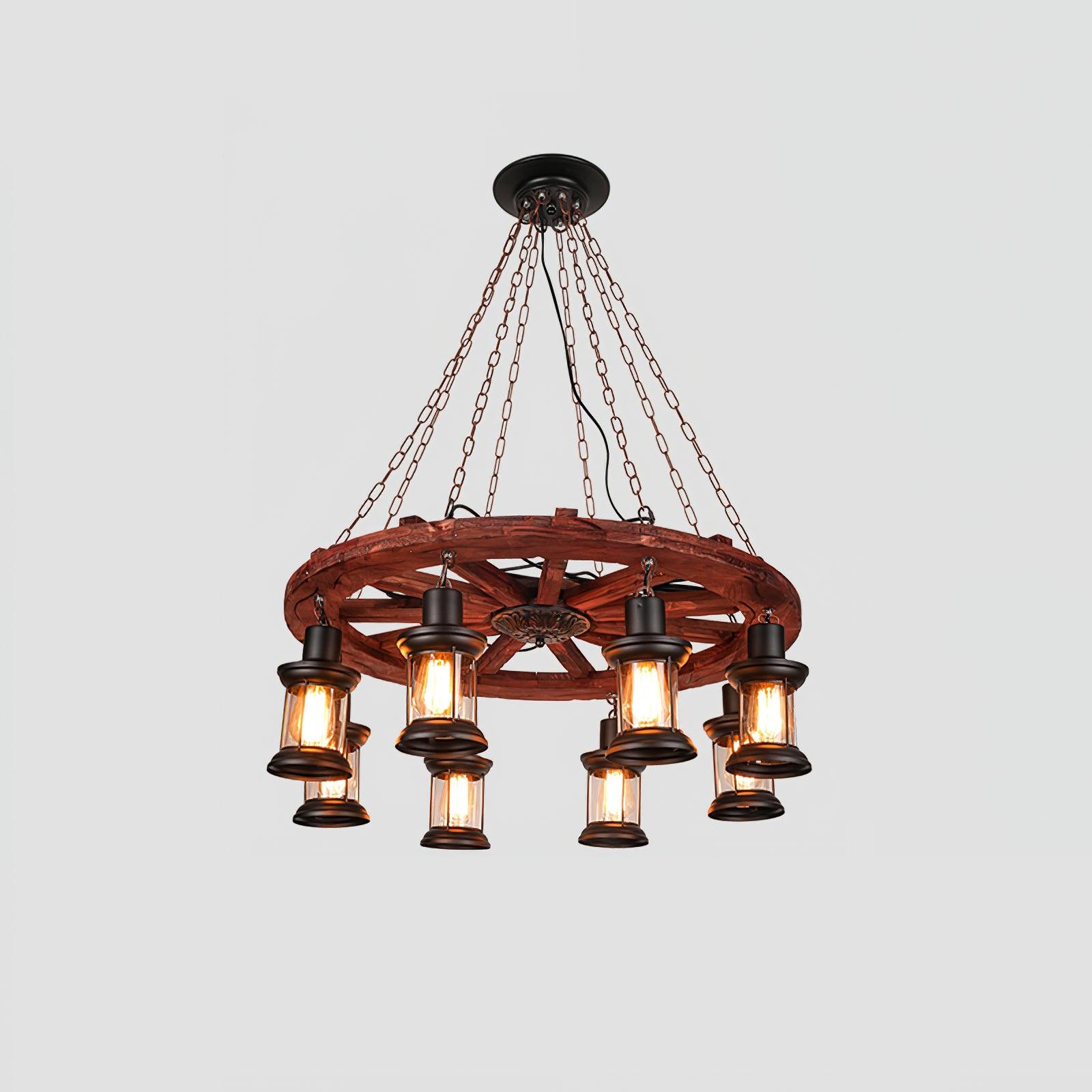 Nautical Industrial Style Wooden Chandelier