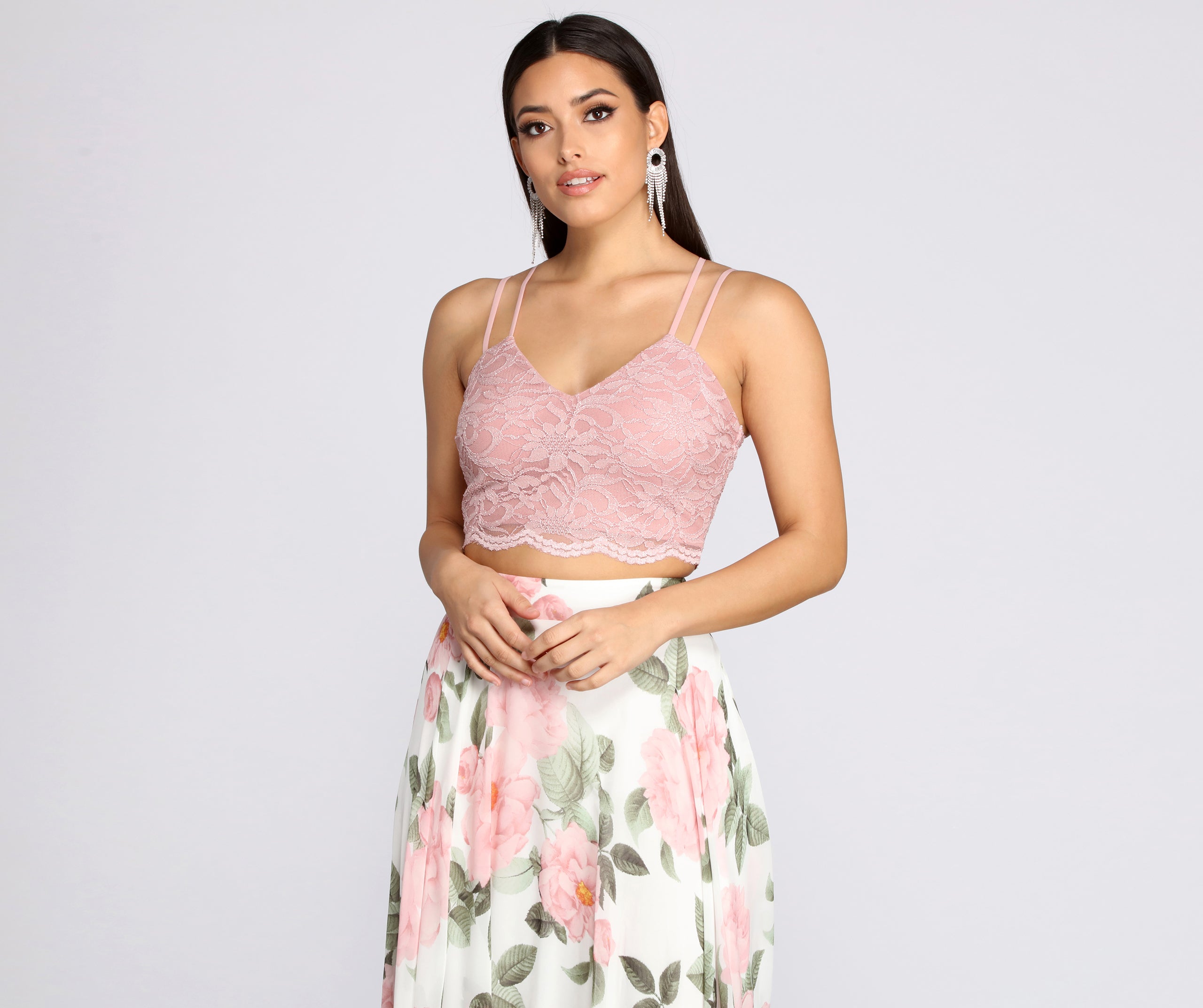 Evie Floral Chiffon Two Piece Dress